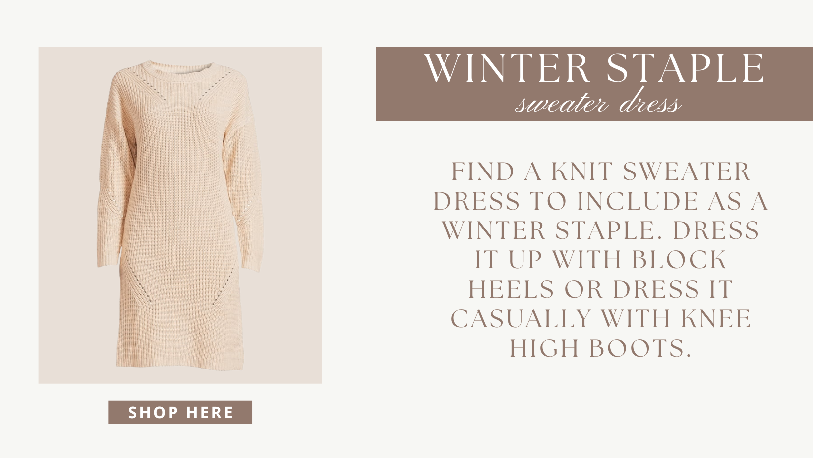 Time and Tru Women's Shaker Knit Sweater Dress | Winter Staples for a Winter Capsule Wardrobe 2024