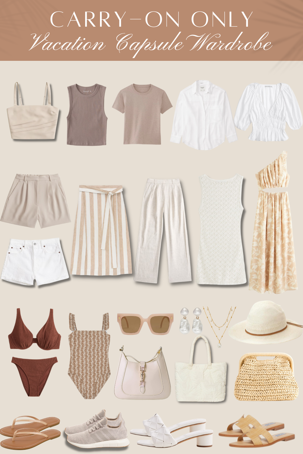 Carry-On Only Vacation Capsule Wardrobe 2024 - How to Create the Ultimate Beach Vacation Capsule Wardrobe - Resort Wear Outfit Ideas