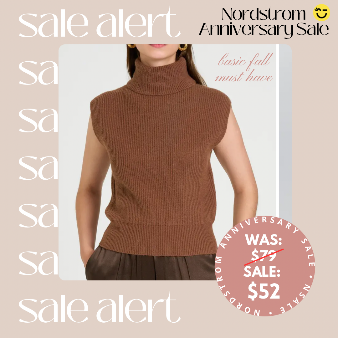 WAYF Kai Rib Cap Sleeve Turtleneck Sweater | Nordstrom