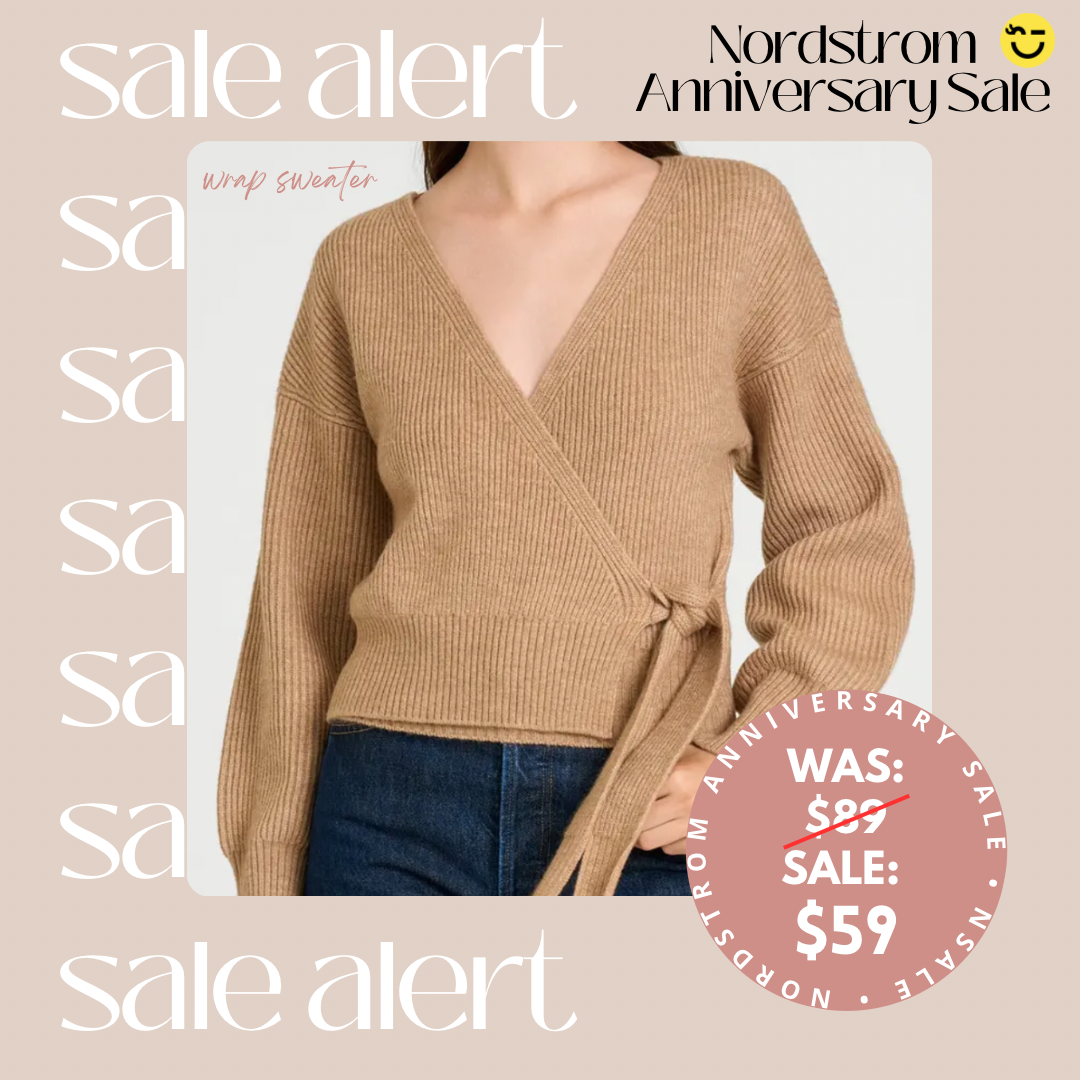 WAYF Terri Bouclé Rib Wrap Sweater in Burnt Sienna at Nordstrom