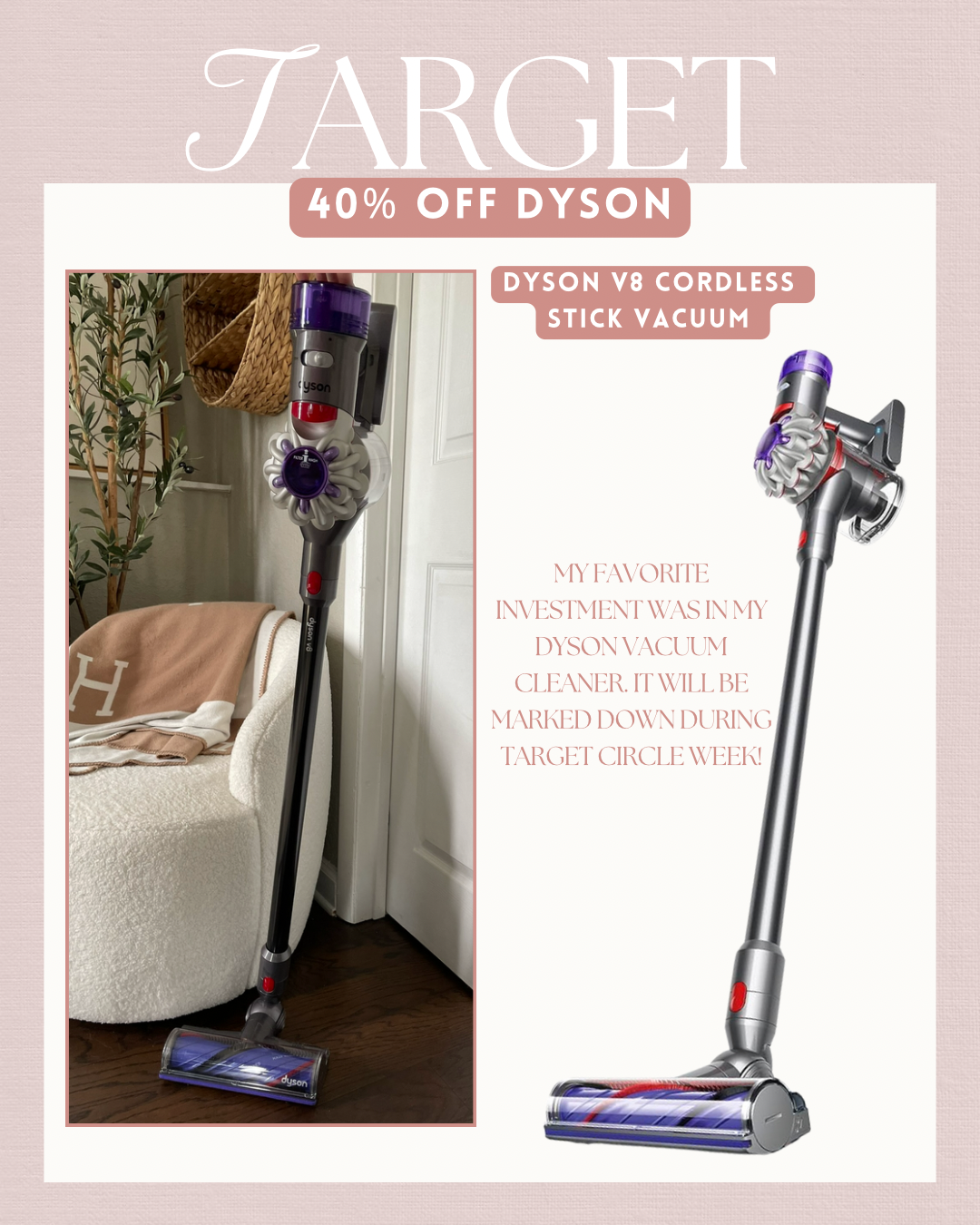 Dyson V8 Cordless Stick Vacuum on sale during Target 🎯 Circle Week