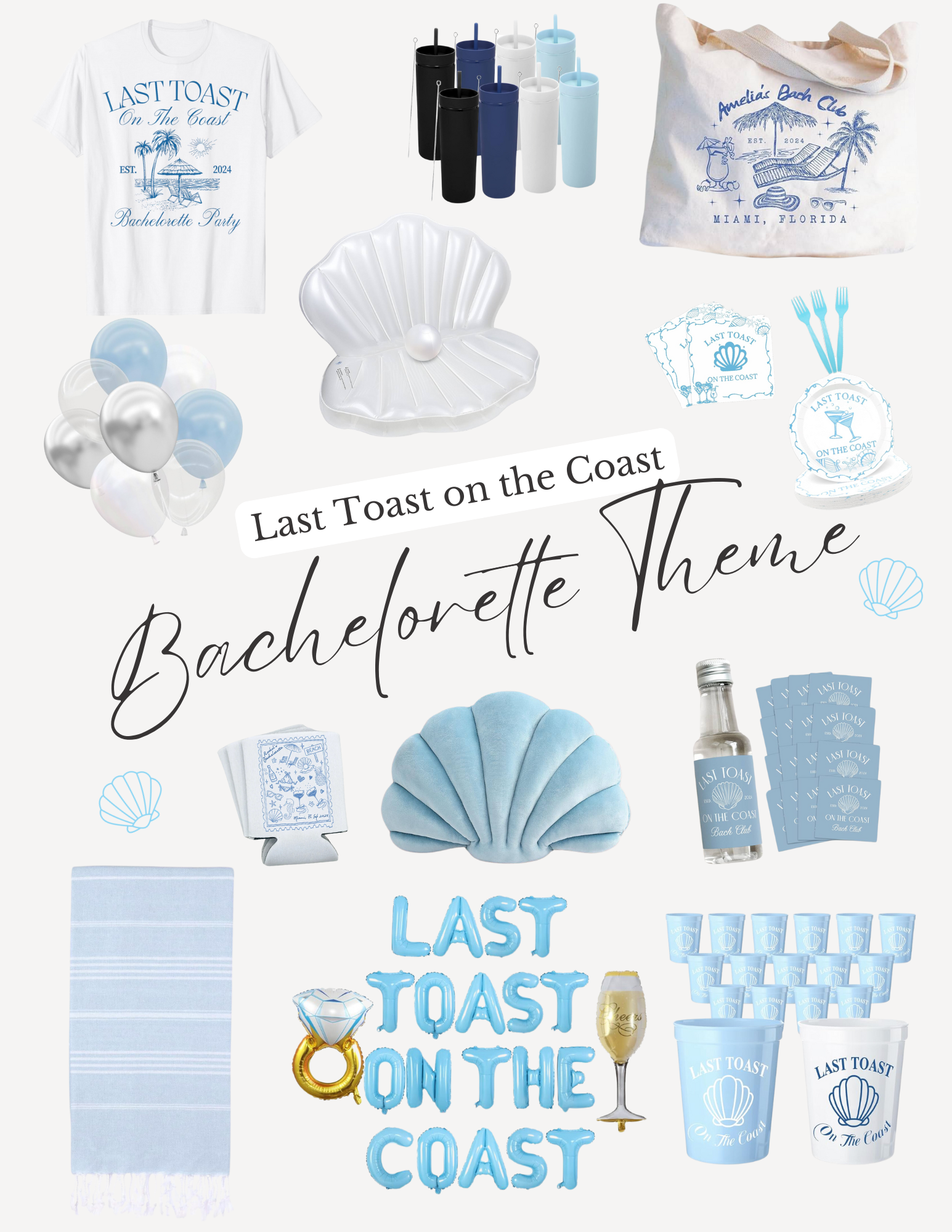 Last Toast On The Coast Bachelorette Decorations and Ideas