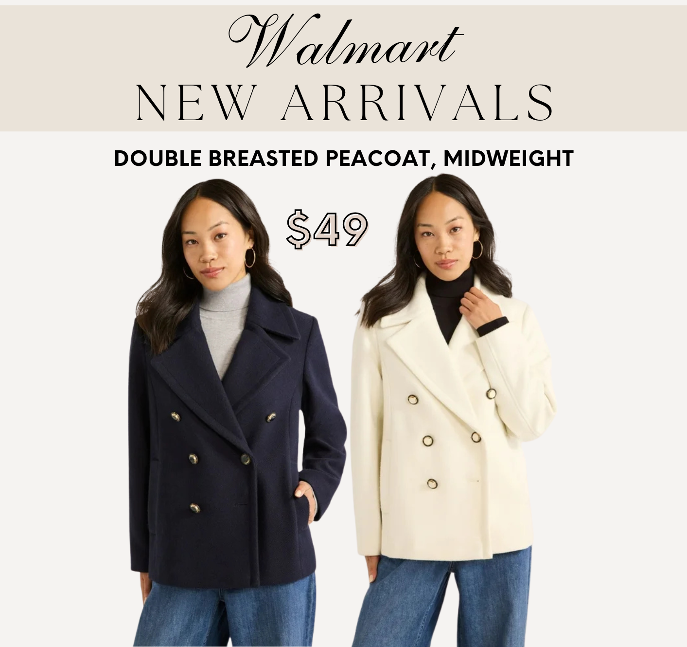 Free Assembly Women’s Double Breasted Peacoat 