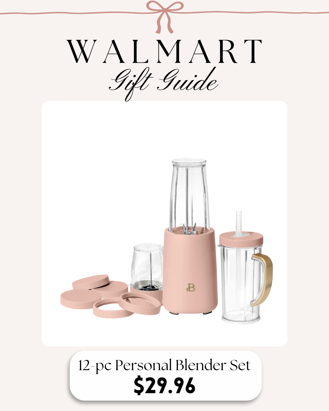 Beautiful Personal Blender Set with 12 Pieces, 240 W, Rose by Drew Barrymore