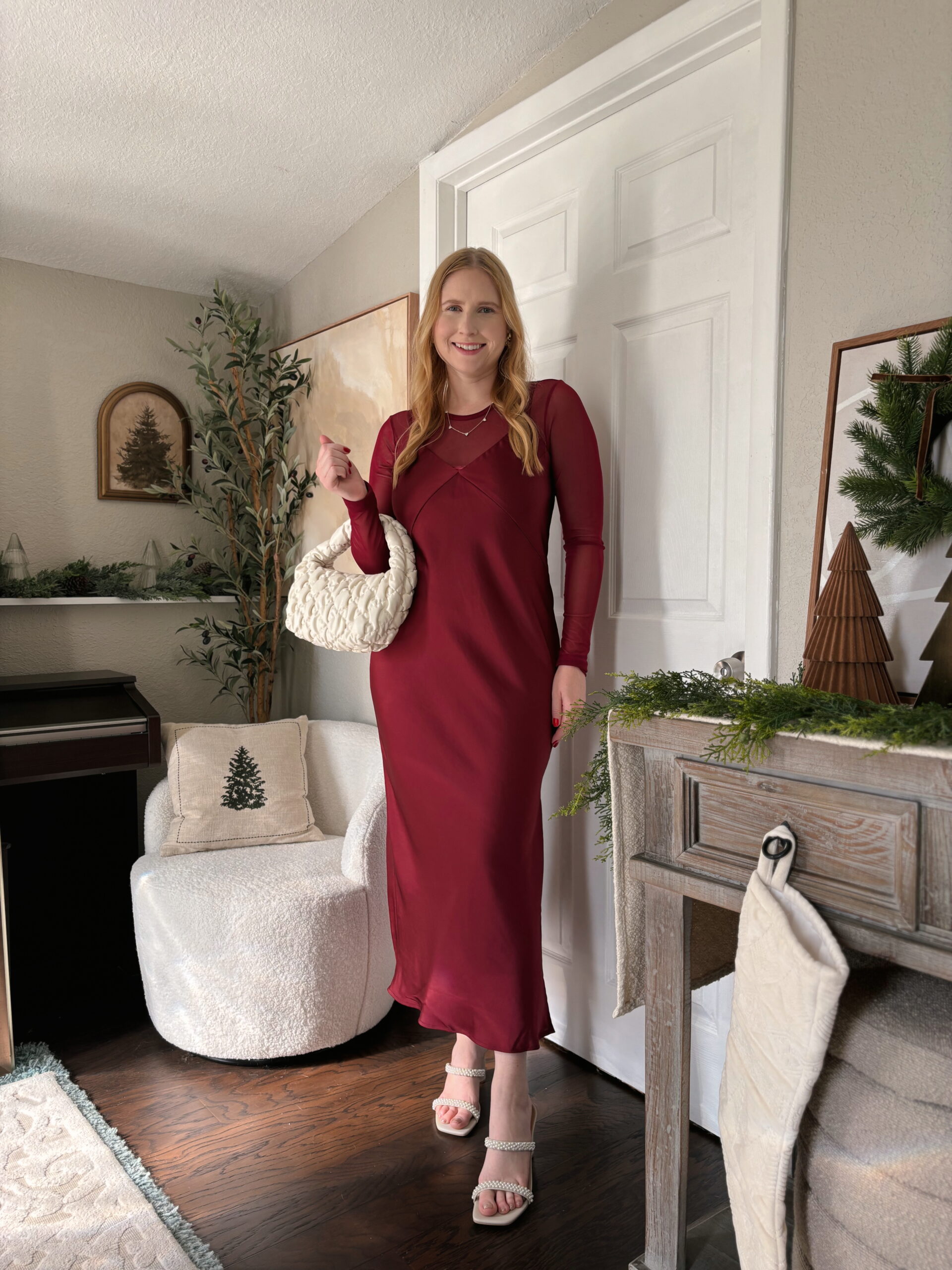 Women's Midi Slip Dress - A New Day™ Burgundy M 