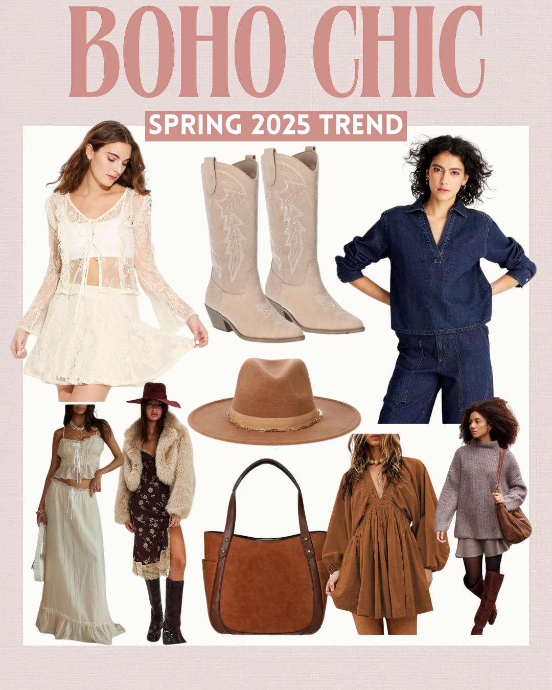 10 Wearable Spring Trends for 2025 - boho chic fashion is on trend for spring 2025 - Affordable by Amanda