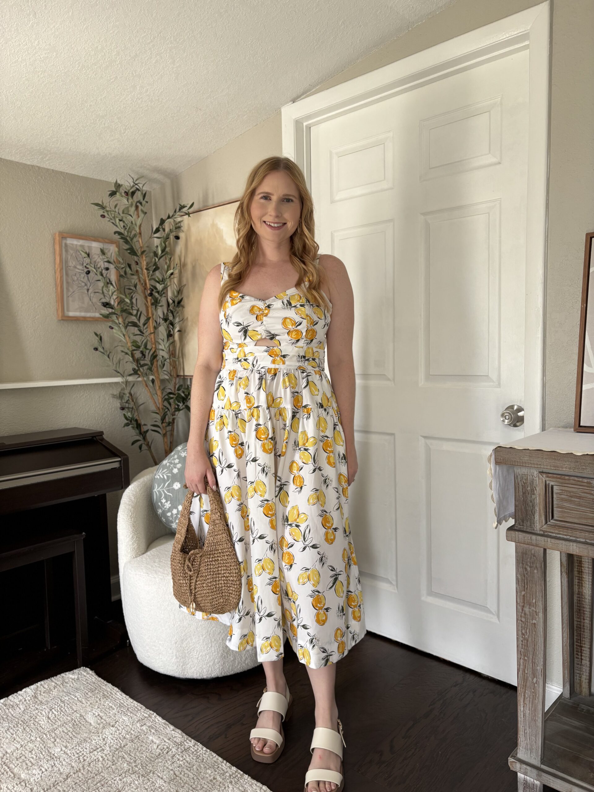 Free Assembly Women's Ruched Cutout Cotton Midi Dress - Affordable Summer Dresses, Walmart Summer Dress, Affordable by Amanda