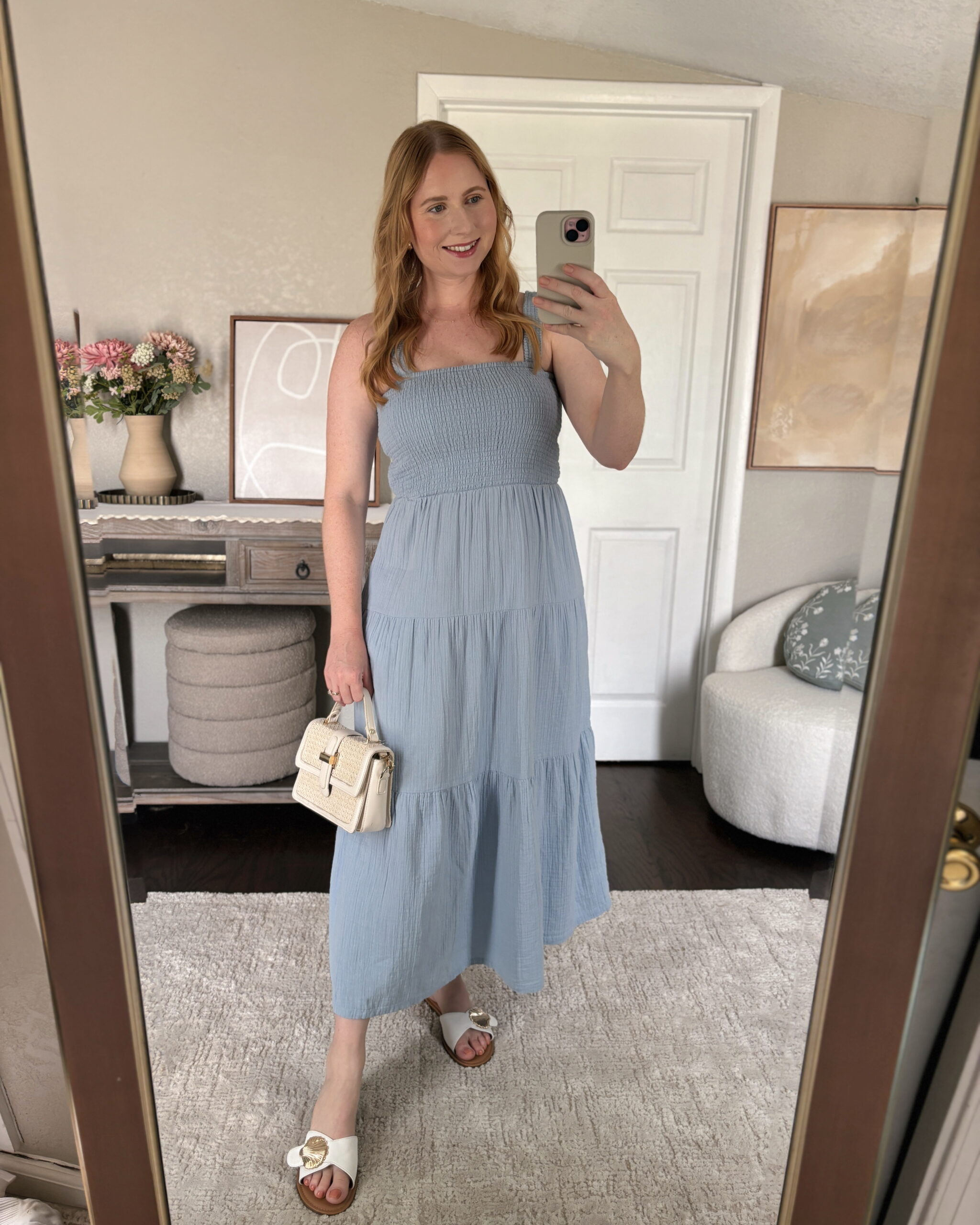 100% Organic Cotton Gauze Smocked Sleeveless Maxi Dress