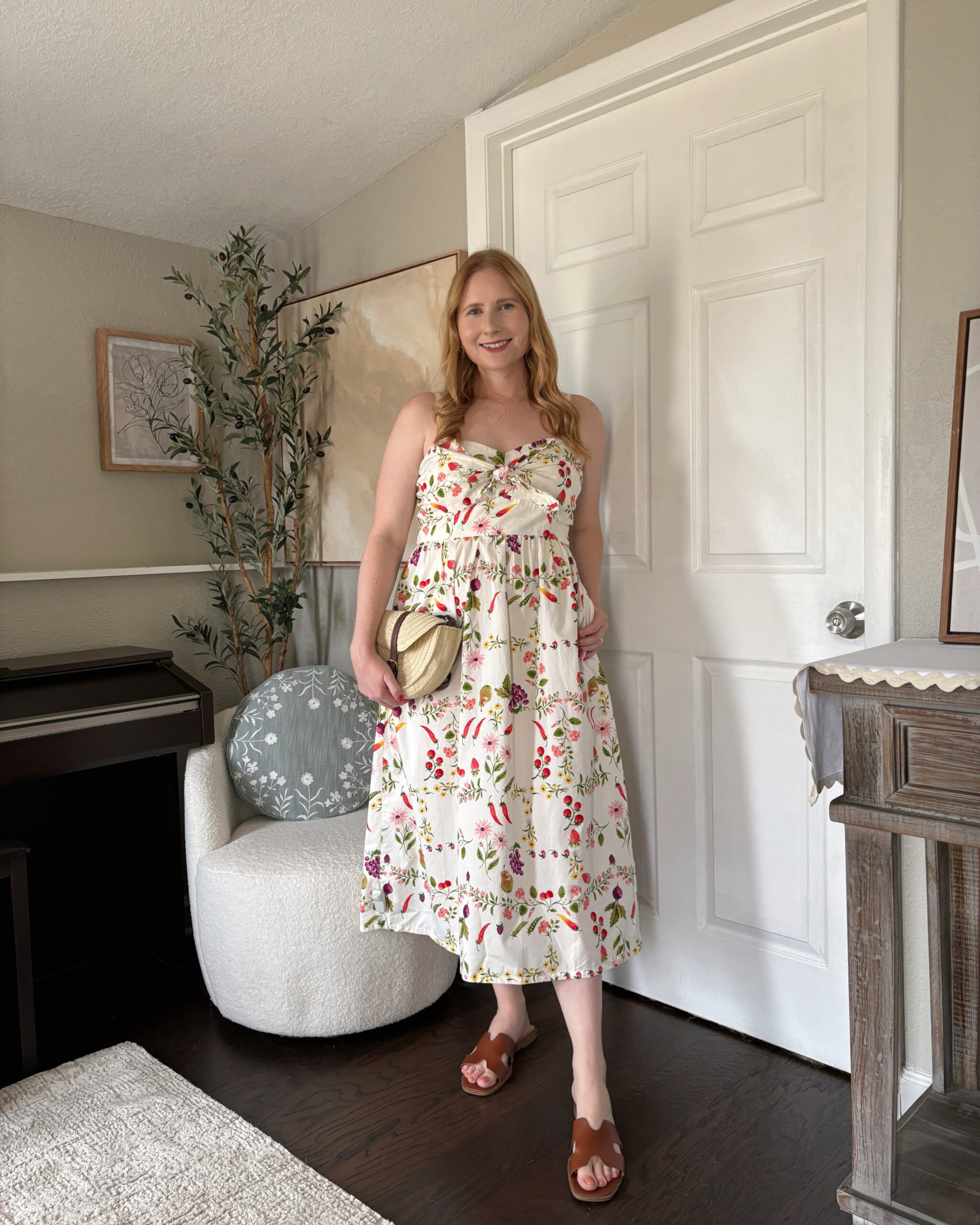 Old Navy Fit & Flare Tie-Front Midi Dress