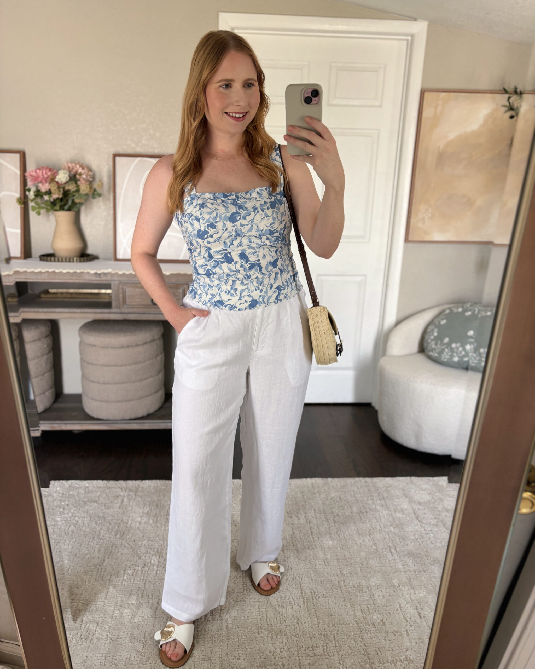 Quince 100% European Linen Fitted Tank (M) + European Linen Pleated Trousers (10)