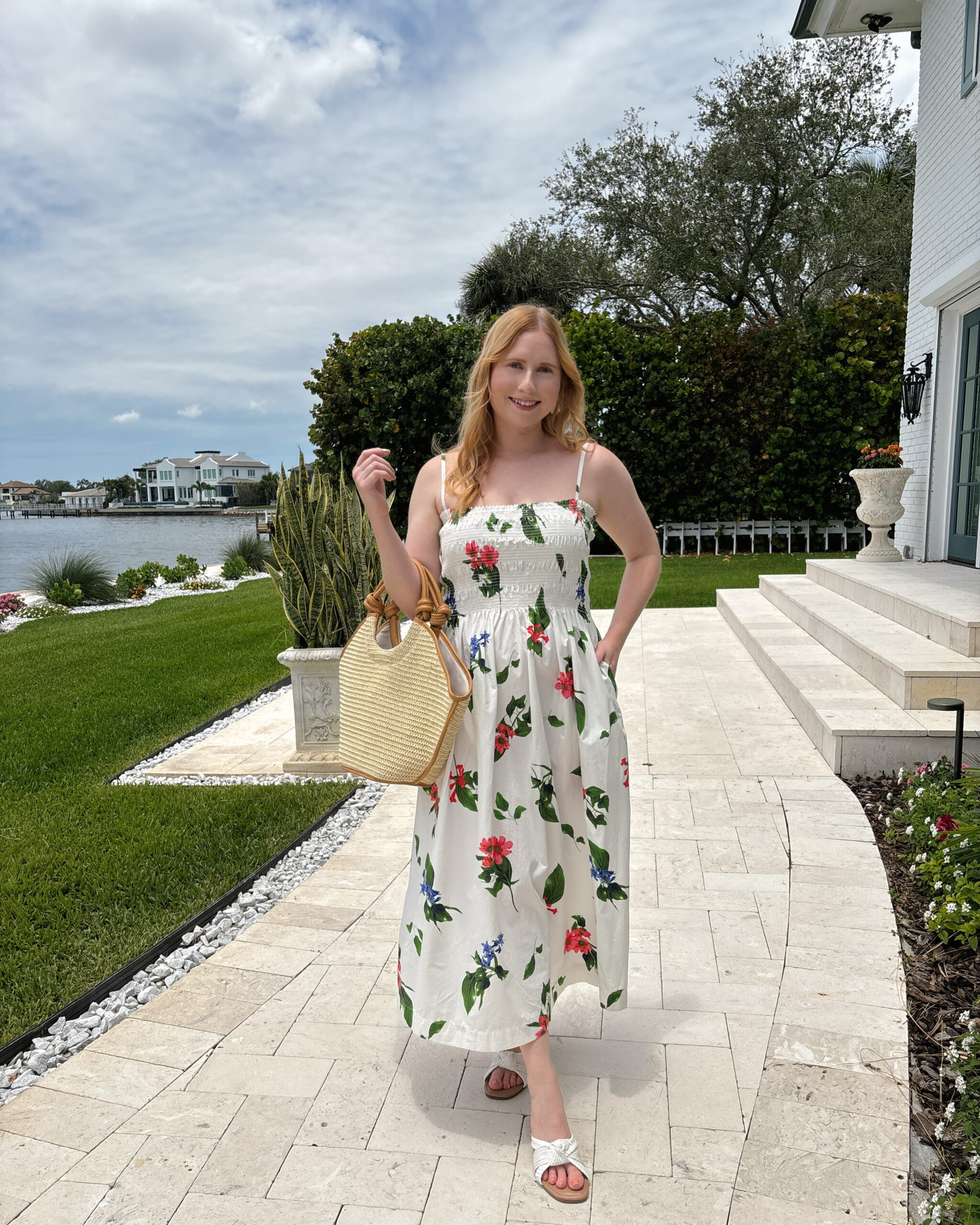 Scoop Women’s and Women’s Plus Smocked Cotton Maxi Dress