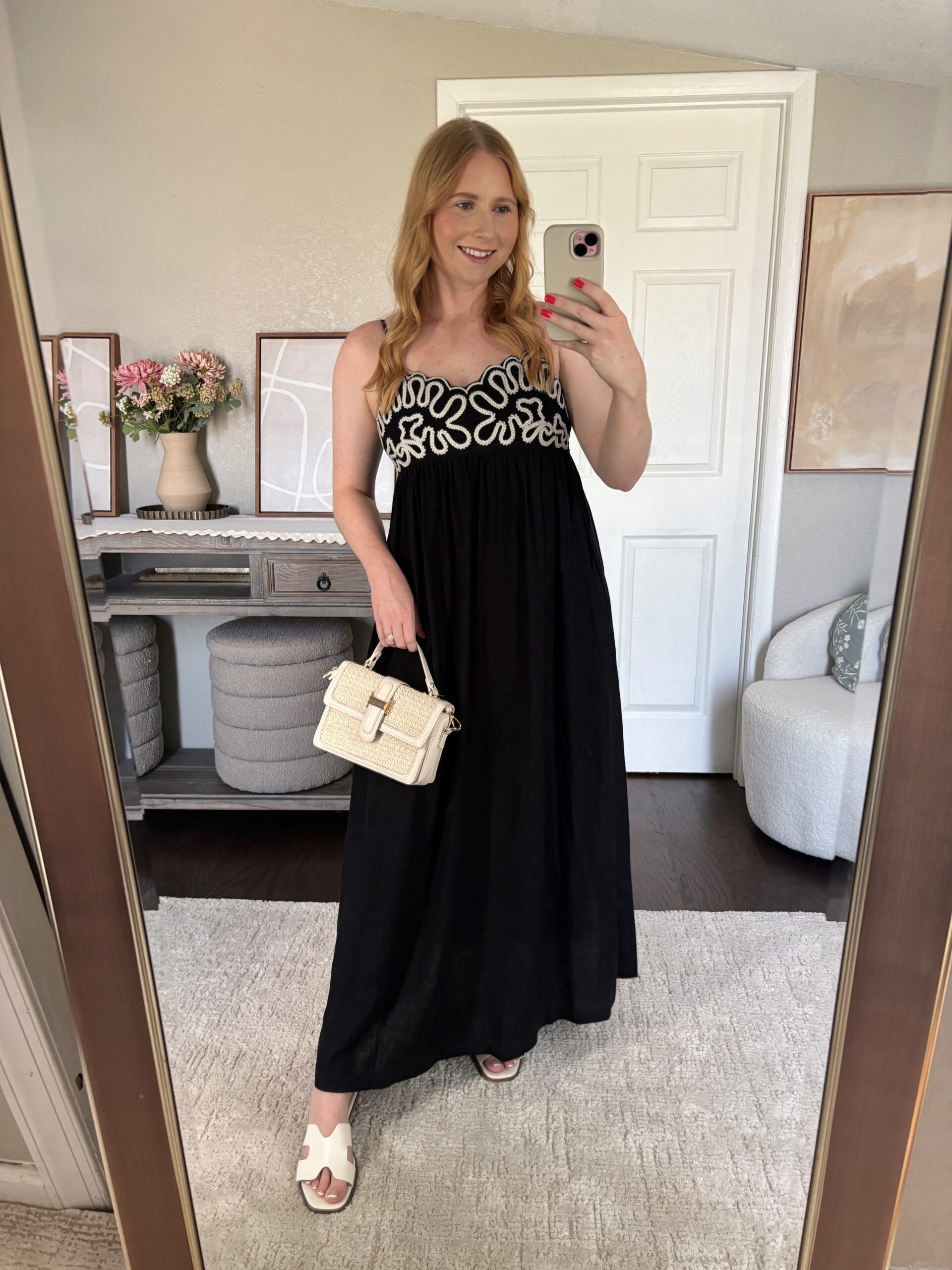 Women's Crewel Maxi A-Line Dress - A New Day™ Black size Medium