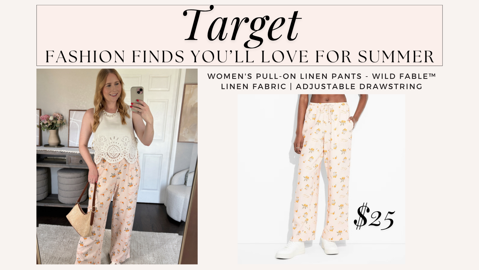 Women's Pull-On Linen Pants - Wild Fable™ M: Wide Leg, Drawstring Waist