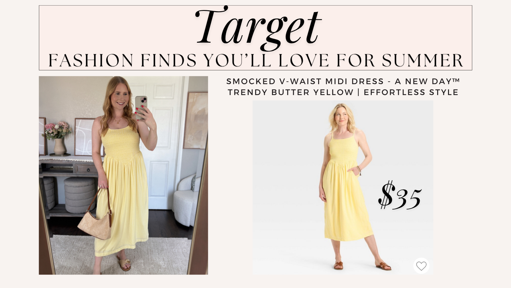 Women's Smocked V-Waist Midi Dress - A New Day™