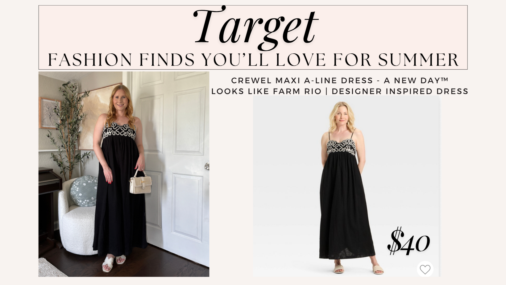 Women's Crewel Maxi A-Line Dress - A New Day™ Black size Medium