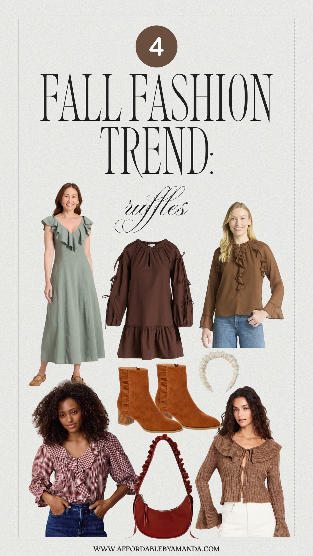 ruffle tops and dresses you can wear this fall. Affordable romantic ruffle outfit ideas 2025. How to style ruffles for everyday fall outfits.