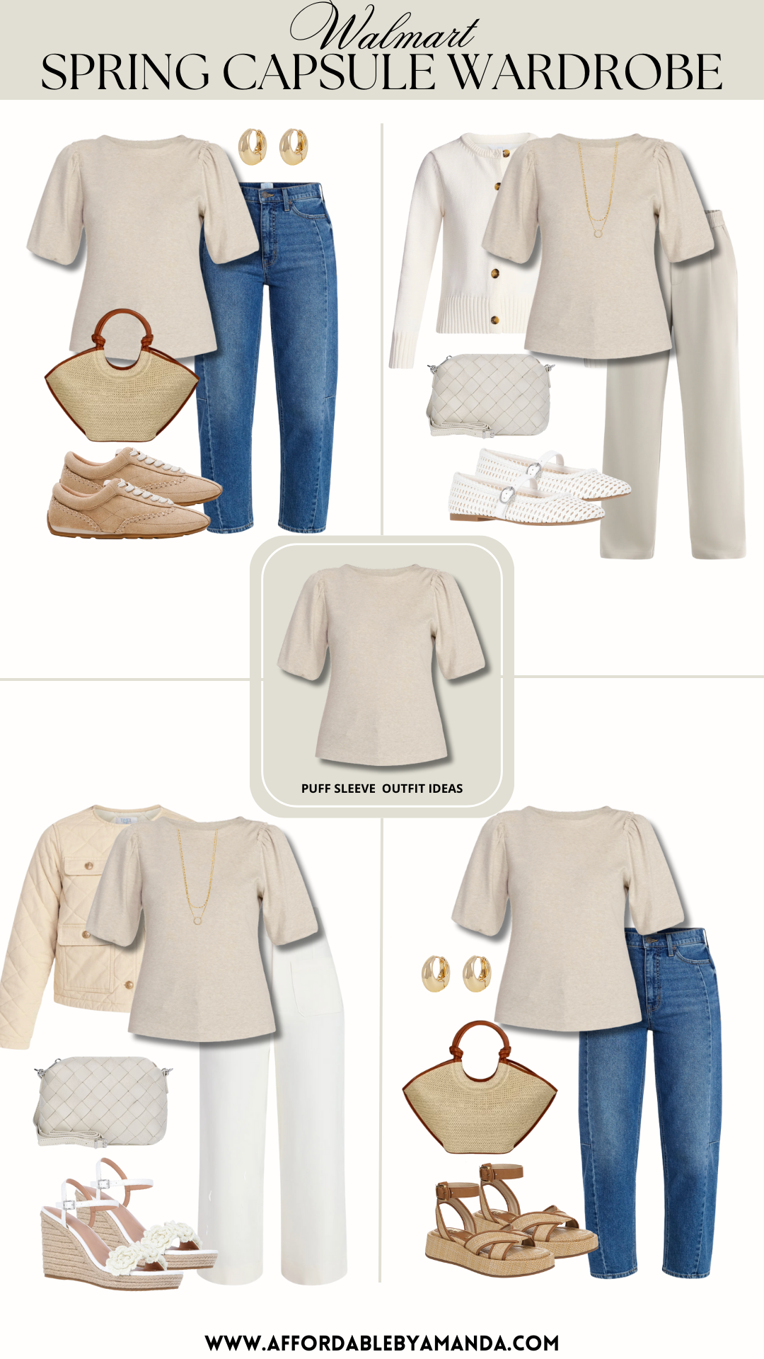 Create a simple spring capsule wardrobe with affordable pieces from Walmart 🌼 These neutral, versatile outfits are perfect for everyday wear and easy spring styling. Fewer pieces, more outfits—and all budget-friendly. If you’re looking for budget-friendly spring outfit ideas, closet essentials, and easy everyday outfits, this capsule has you covered.