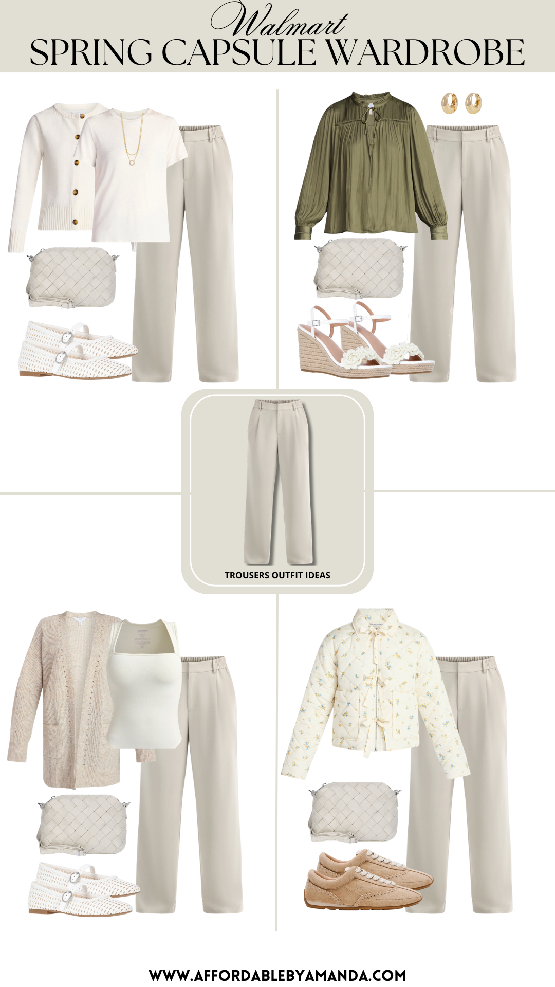 Create a simple spring capsule wardrobe with affordable pieces from Walmart 🌼 These neutral, versatile outfits are perfect for everyday wear and easy spring styling. Fewer pieces, more outfits—and all budget-friendly. If you’re looking for budget-friendly spring outfit ideas, closet essentials, and easy everyday outfits, this capsule has you covered. 
