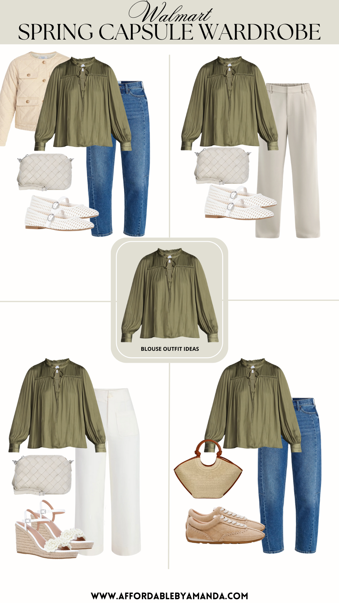 Walmart spring capsule wardrobe made entirely from Walmart finds. Think easy, mix-and-match staples, soft neutrals with a few fun pops, and pieces you’ll reach for on repeat—whether you’re running errands, heading to brunch, or just trying to look cute for everyday life.