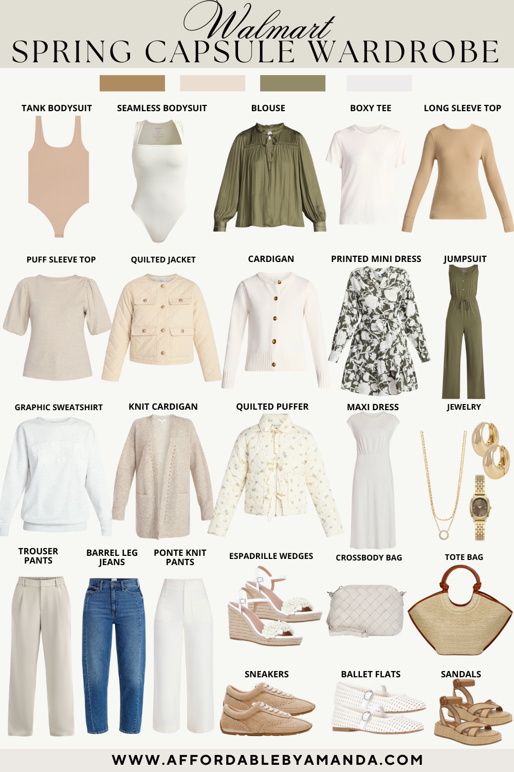 Walmart Spring Capsule Wardrobe. Walmart Spring Outfit Ideas. Walmart Capsule Wardrobe Must Haves.