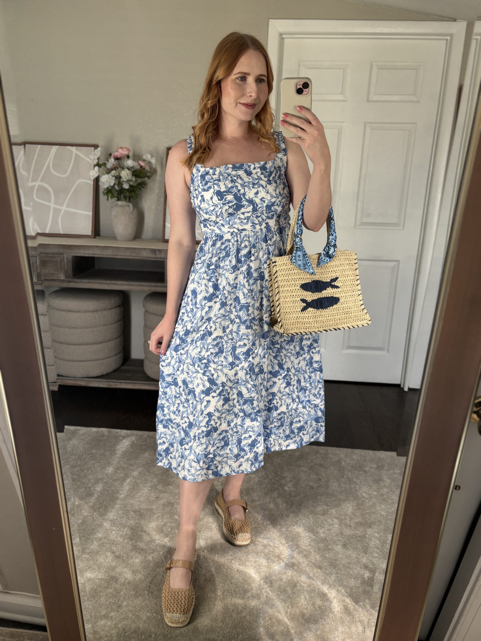 100% European Linen Fit & Flare Midi Dress