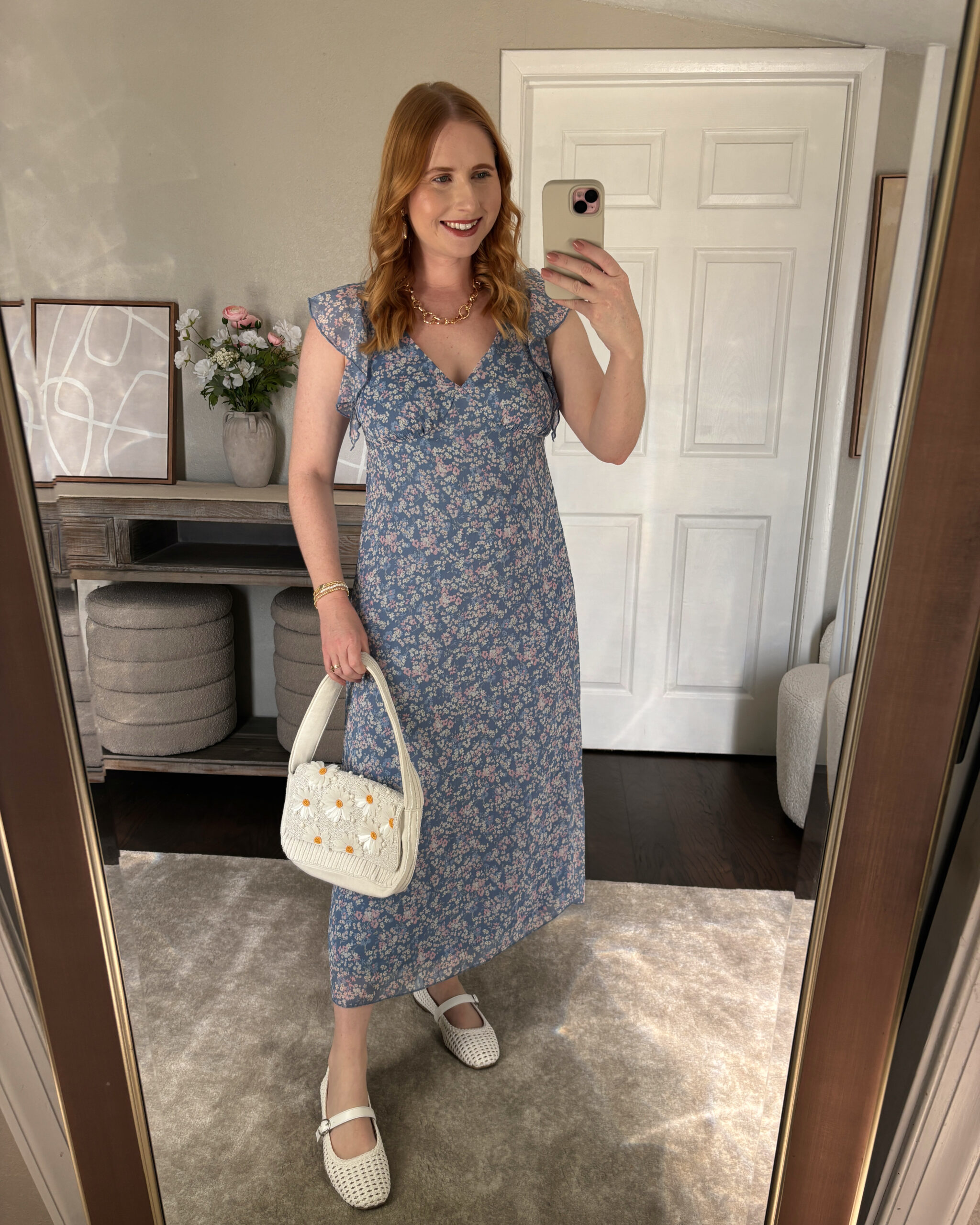 No Boundaries Flutter Sleeve Midi Dress, Mid-Size Friendly Walmart Outfits for Spring - Affordable by Amanda