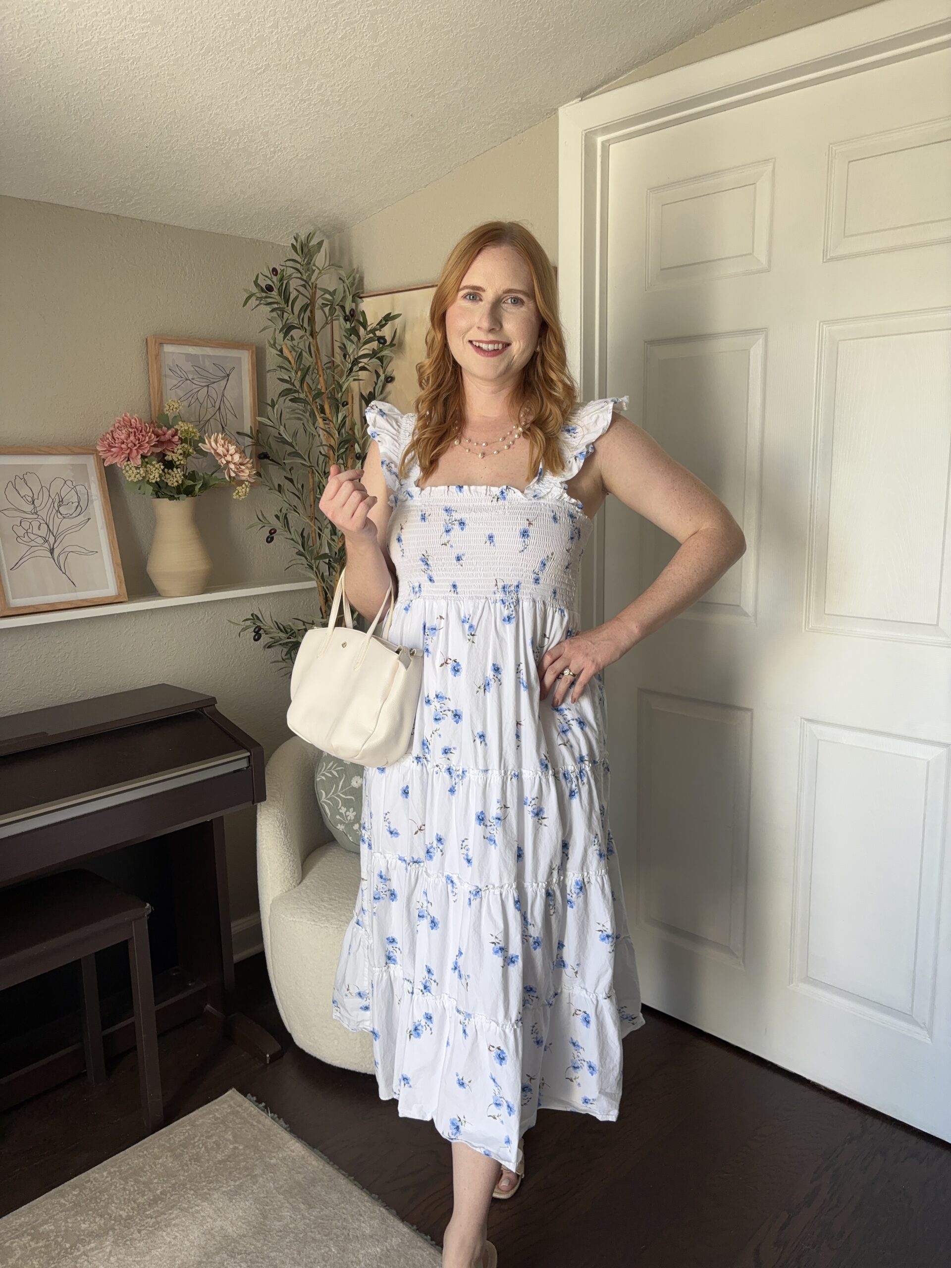 QUINCE | 100% Organic Cotton Poplin Smocked Midi Dress