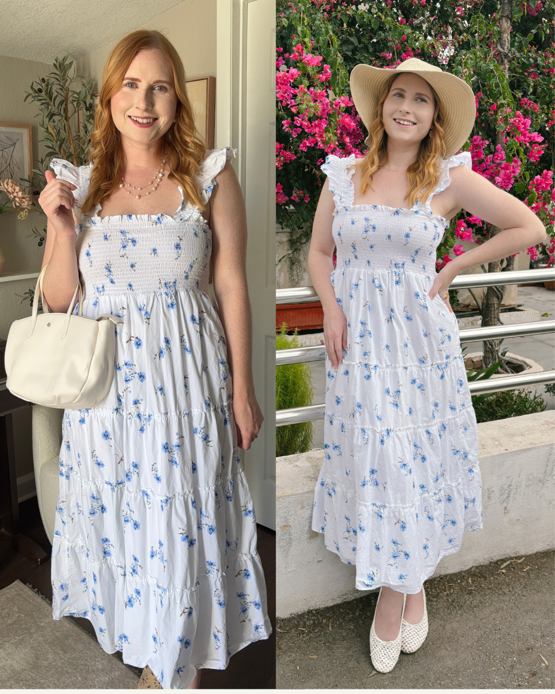 QUINCE | 100% Organic Cotton Poplin Smocked Midi Dress - sharing the best Quince summer dresses that are cotton and linen fabrics, breathable, lightweight options for summer.