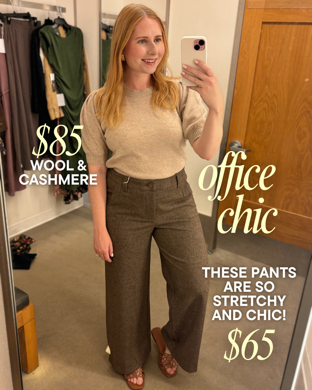 CASLON Puff Sleeve Wool & Cashmere Sweater, WIT & WISDOM Whitney Skyrise Wide Leg Trousers